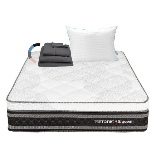 Colchon Matrimonial Restonic Ergosum Negro+  Almohada Royal+ Sabanas Royal RGH