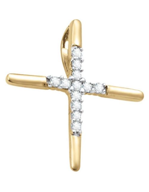 Cruz Oro 14k Con 5 Puntos De Diamante CRISTAL JOYAS JAY1140217