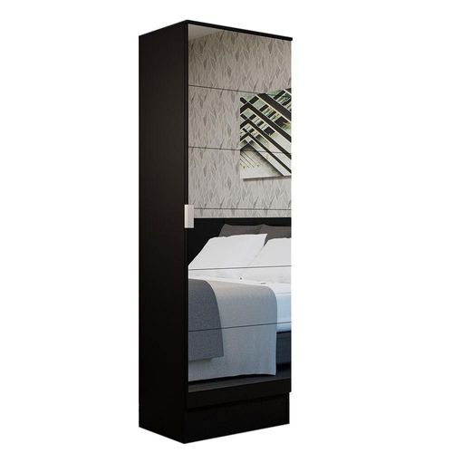 Zapatera Organizador Isis Madesa 1 Puerta con Espejo Negro