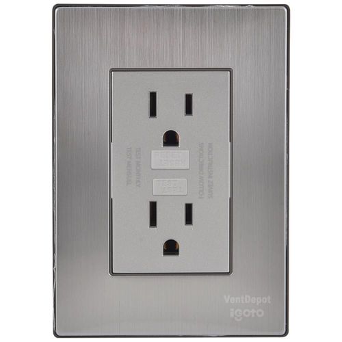 Placa Duplex Falla Tierra MXIIF-001 Inoxium1FSilver Enchufe Placa Doble