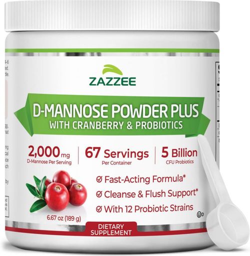 Zazzee D-mannose Powder 2000 Mg Arándano Próbioticos 184 G Sabor Sin Sabor