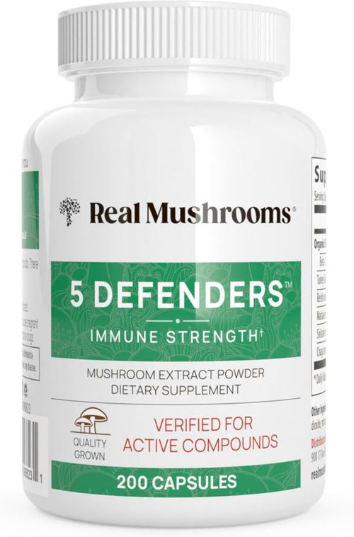 Real Mushrooms 5 Defenders 200 Cápsulas Sabor Sin Sabor