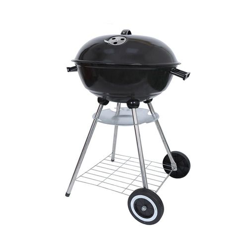 Ilios Innova | Asador Blaze de Carbón Portátil con Ruedas y Tapa, Parrilla Redonda, Diseño Compacto y Resistente, Acero Esmaltado Color Negro