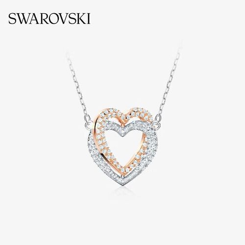 Collar SWAROVSKI HYPERBOLA doble corazón con cristales