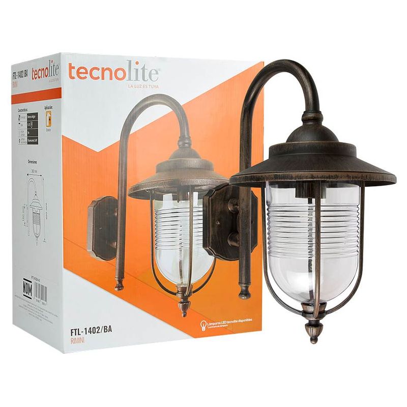 Farol Pared Rimni Arbotante Exterior 25w Bronce Tecnolite