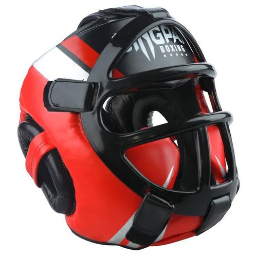 Casco de boxeo con protector facial, Talla M, color rojo