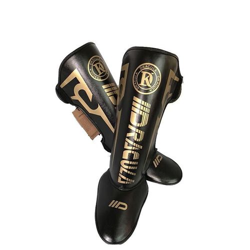 Espinilleras de boxeo, Talla M, color negro y dorado