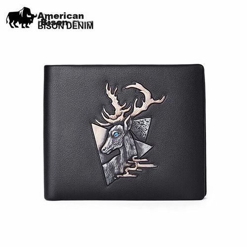 Billetera Bison Denim N4535-3B de cuero negro para hombre