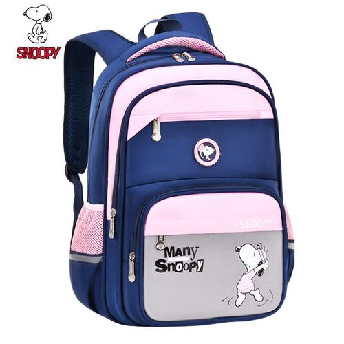 Mochila escolar SNOOPY rosa de tela para niña