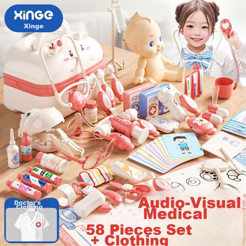 Conjunto de Juguetes Médicos XINGGE 58 piezas de plástico rosa para niños