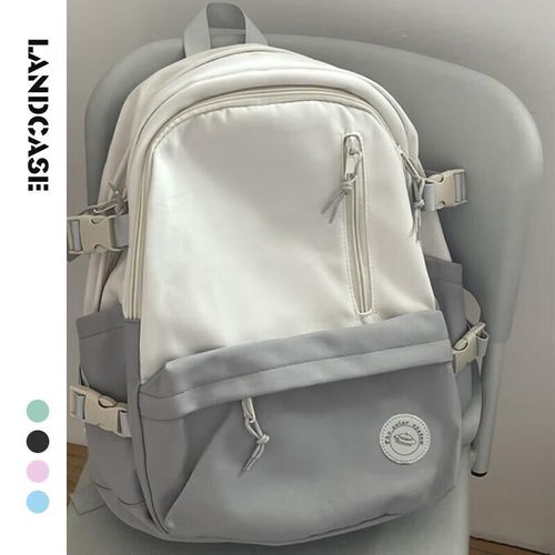 Mochila escolar Landcase 1608 de tela Gris y Blanco unisex
