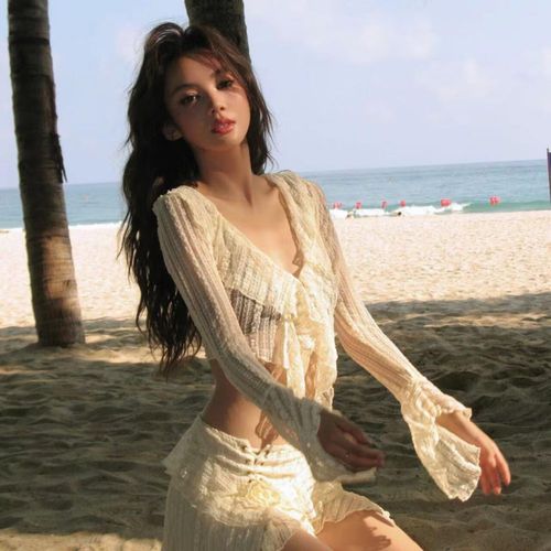 Bikini OMOM cuatro piezas para mujer beige S