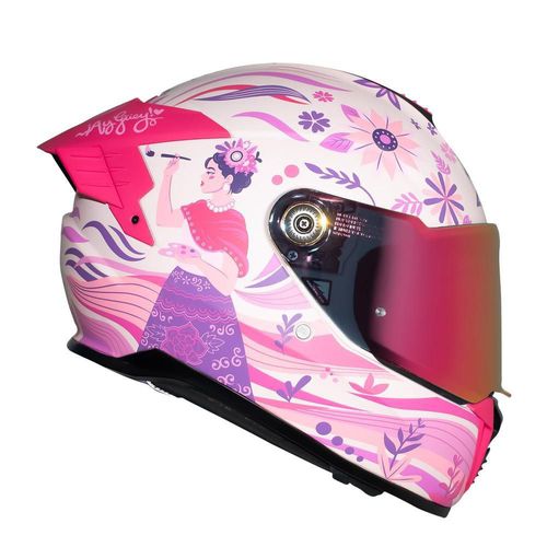 Casco moto rosa axxis pintora frida kahlo talla l ¡ay güey!