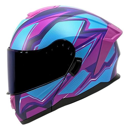 Casco moto abatible certificado liberty azul rosa talla m 2w