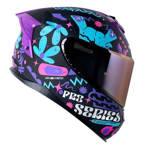 Casco moto certificado fingerz morado azul talla m shaft