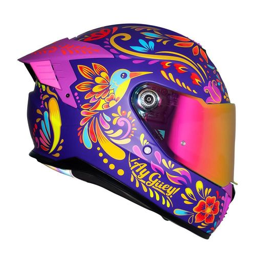 Casco moto rosa morado axxis colinada talla xl ¡ay güey!