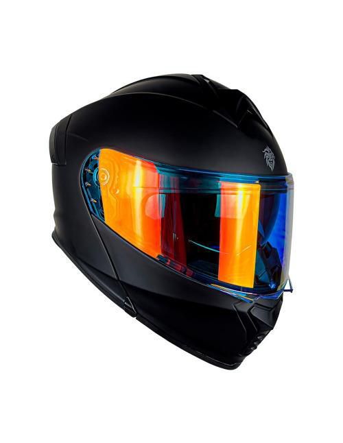 Casco Kov Abatible Thunder Luz Rojo Y Azul Mica Night Vision