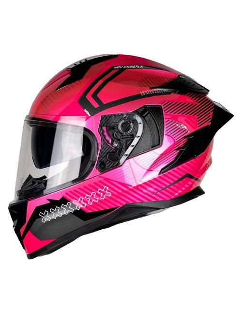 Casco Integral De Moto Kov Ares Knox Rosa Negro Dot