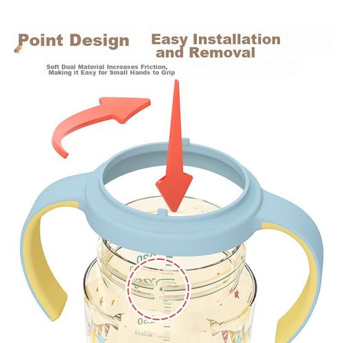 Biberón Pigeon Cuello Ancho Doble Asa Gris para bebé