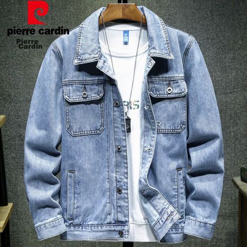 Chamarra Pierre Cardin de mezclilla azul claro para hombre