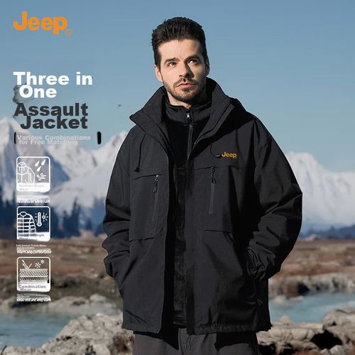 Chamarra 3 en 1 JEEP negro impermeable para hombre