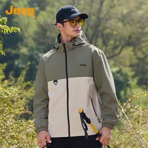 Chamarra JEEP Outdoor Gris y blanco con gorro para hombre