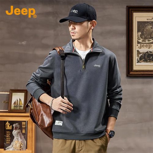Sudadera JEEP cuello polo holgada Gris para hombre