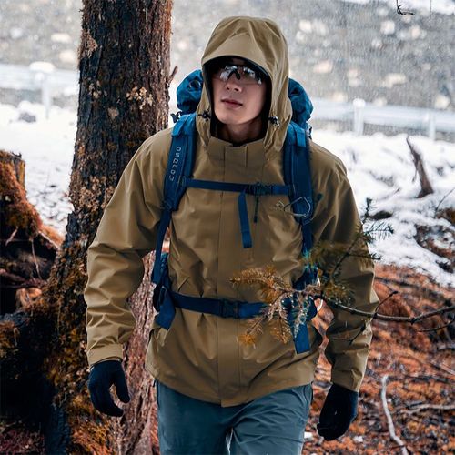 Chamarra Hardshell Pioneer Camp Caqui impermeable para hombre