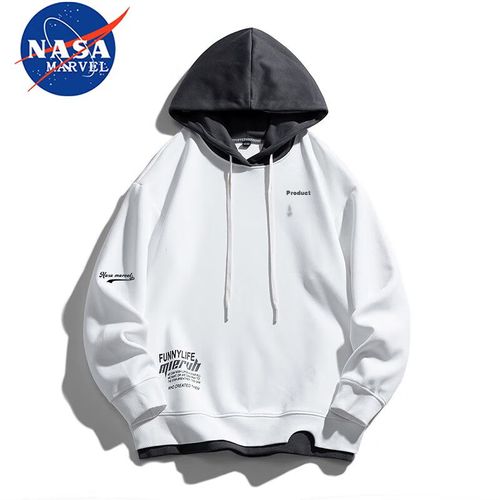 Sudadera NASA Marvel con gorro blanco para hombre