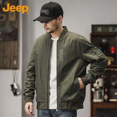 Chamarra JEEP cuello béisbol Verde militar para hombre