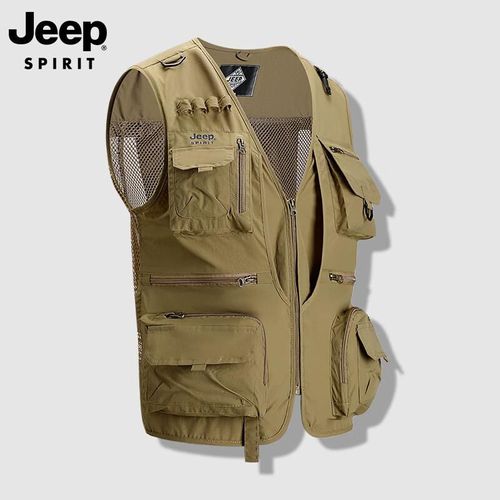 Chaleco JEEP SPIRIT multi-bolsillos Caqui para hombre