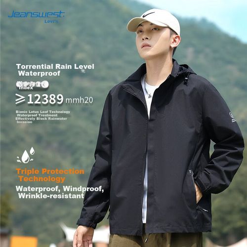 Chamarra táctica JEANSWEST rompevientos negro para hombre