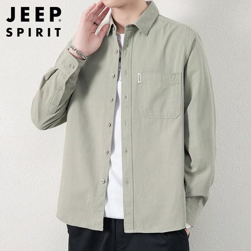 Camisa JEEP SPIRIT manga larga algodón verde matcha para hombre