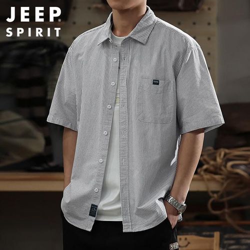 Camisa JEEPSPIRIT manga corta rayas gris para hombre