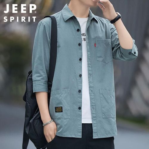 Camisa JEEP SPIRIT manga tres cuartos verde grisaseo para hombre