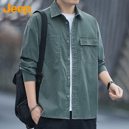 Camisa JEEP manga larga verde  para hombre