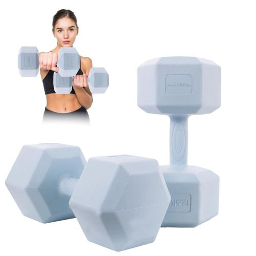 Mancuernas Pesas Hexagonales 12.5kg Altera Entrenamiento 2pz Azul Claro