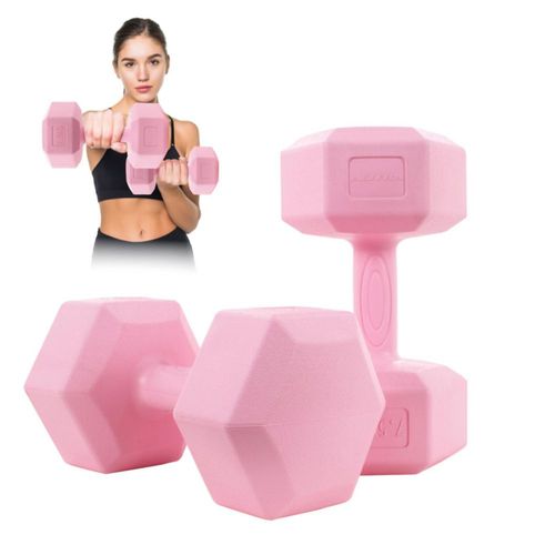 Mancuernas 7.5 Kg Pesas Hexagonales 2pz Altera Entrenamiento Rosa Claro