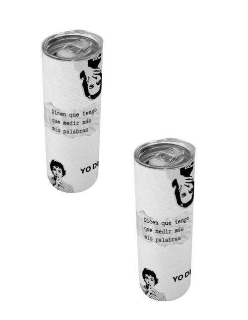 Duo de termos 590 ml. diseño divertido dicen que tengo que medir mas mis palabras, yo digo a la mierda! regalo original