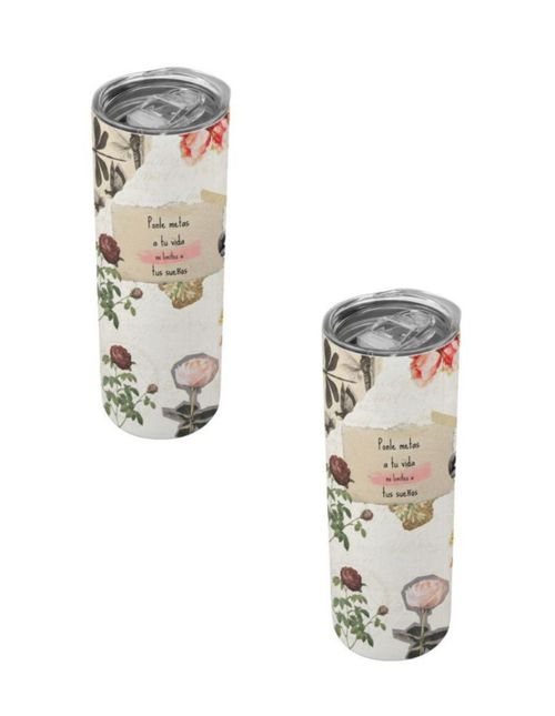 Duo de termos 590 ml. diseño divertido Ponle metas a tu vida, no limites a tus sueños, deja que la vida te sorprenda regalo original
