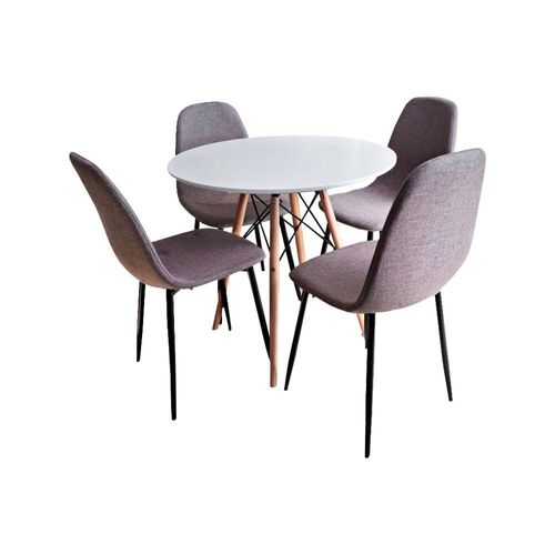 Mesa Ilios Innova Comedor Oslo Redonda Blanca 4 Sillas