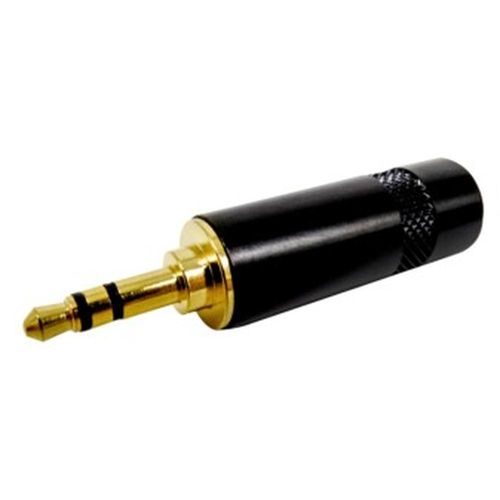 Plug 3.5 mm estereo metálico dorado con negro (plug más largo)