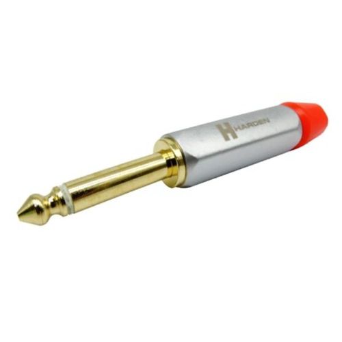 Plug (macho) 6.3 mm monoaural dorado metálico color plata con código naranja
