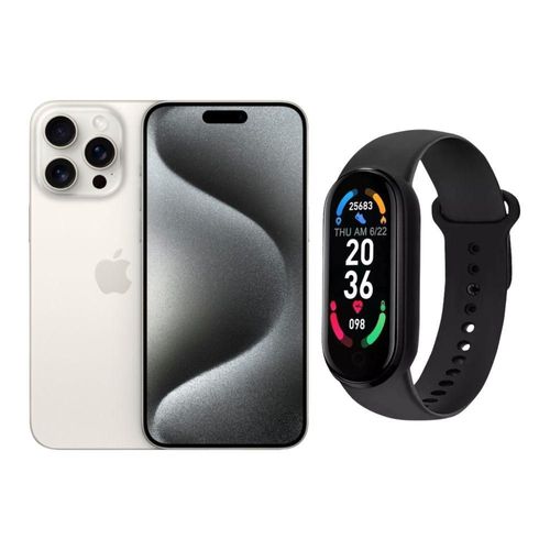 iPhone 15 Pro Max 256GB Blanco E-SIM Reacondicionado más Brasalete Genérico