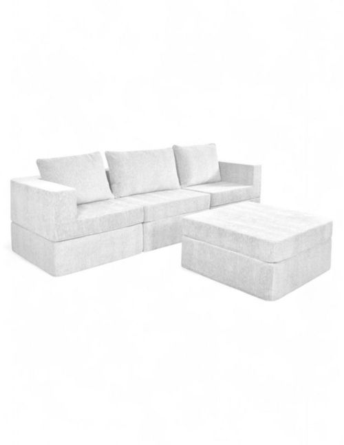 Sala California Chenille Modular 4 Piezas Sin Patas White