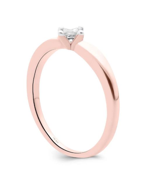 Solitario de Oro Rosa 14K con 16 Pts de Diamante