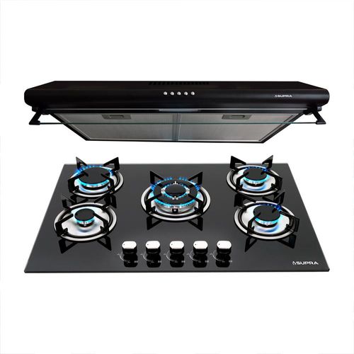 Combo SOLARO Parrilla BRIONI y Campana CB-76 BLACK