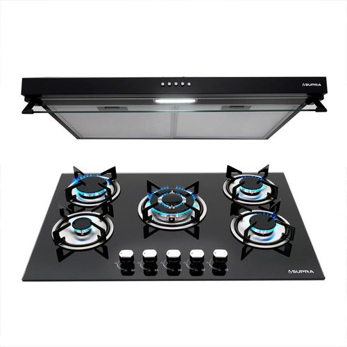 Combo VESUBIO Parrilla BRIONI de 76 cm y Campana NUBE N-76 de 76cm