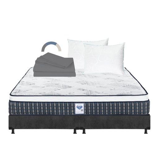 Colchón King Size Spring Air Cardona Gris Carbón+ Box+ Almohada Oso 2+ Sabanas Basic RGH