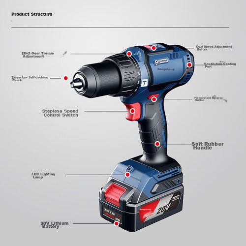 Taladro Eléctrico Dongcheng Wjz05-13E 20V Inalámbrico Sin Escobillas